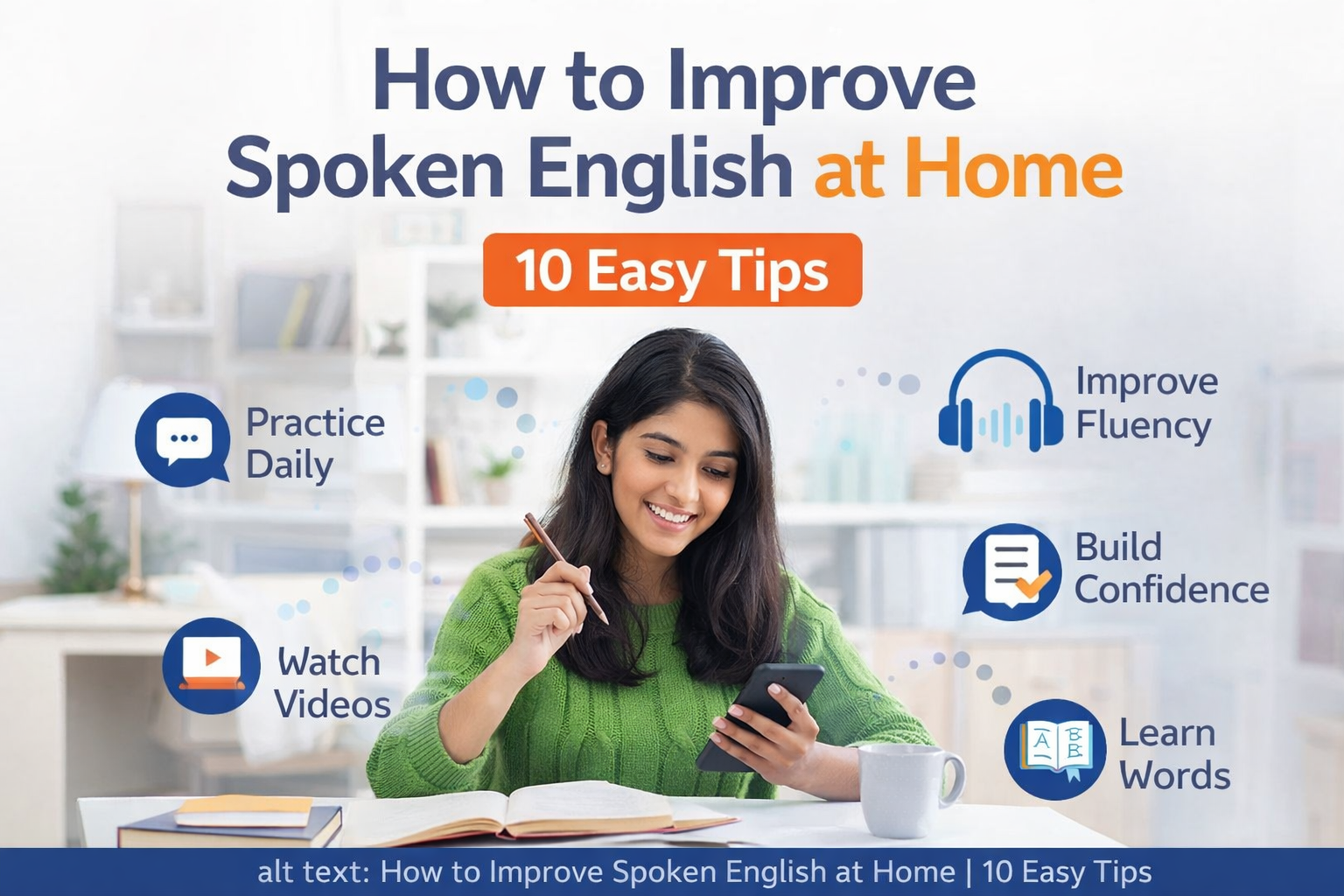 How to improve spoken English at home with daily practice, pronunciation tips, and confidence-building methods